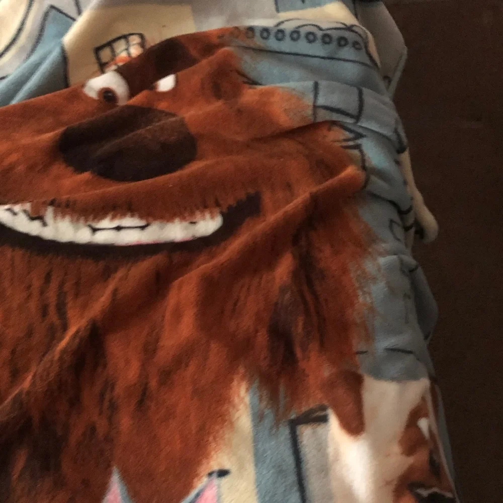 Animated Character Plush Throw Blanket in Brown and Light Blue